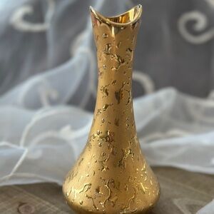 Vintage Elynor China Gold Bud Vase Mid Century Modern USA Made Ceramic Vase